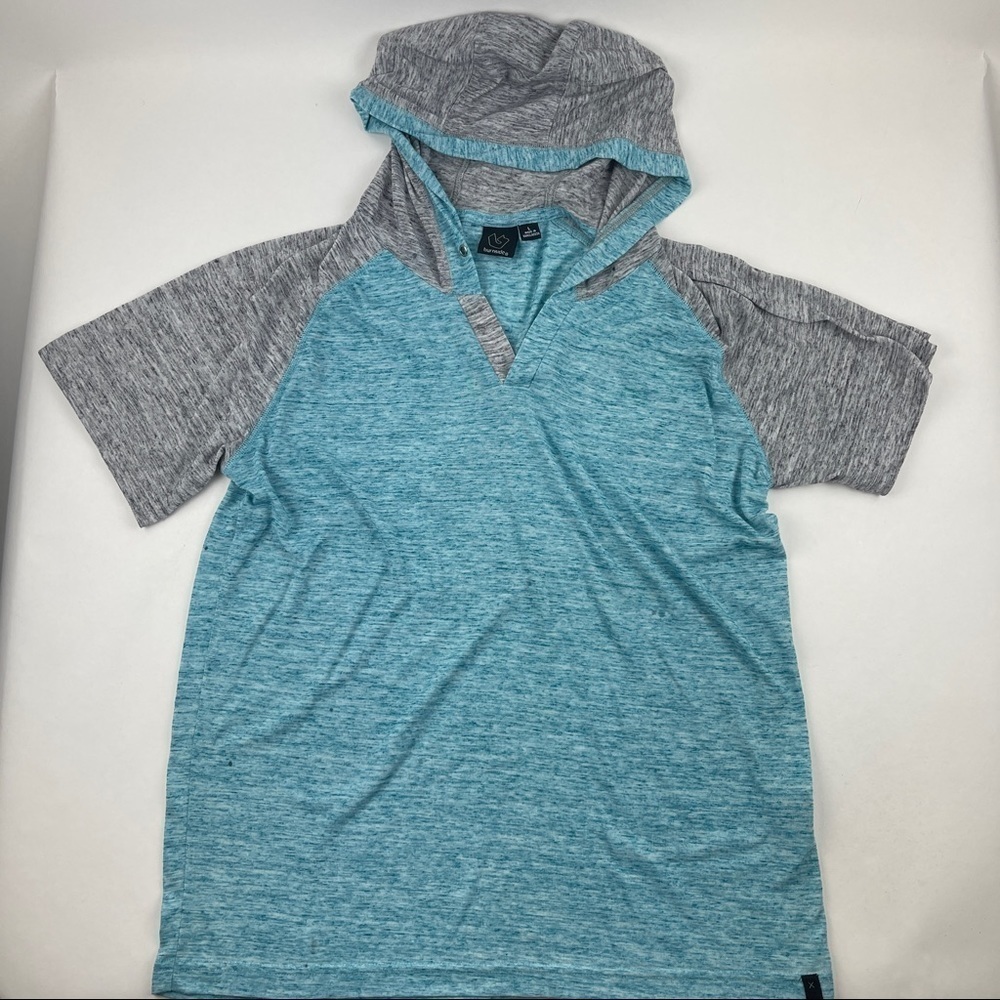 Burnside Hoodie Boys Large Blue Gray Short Sleeve